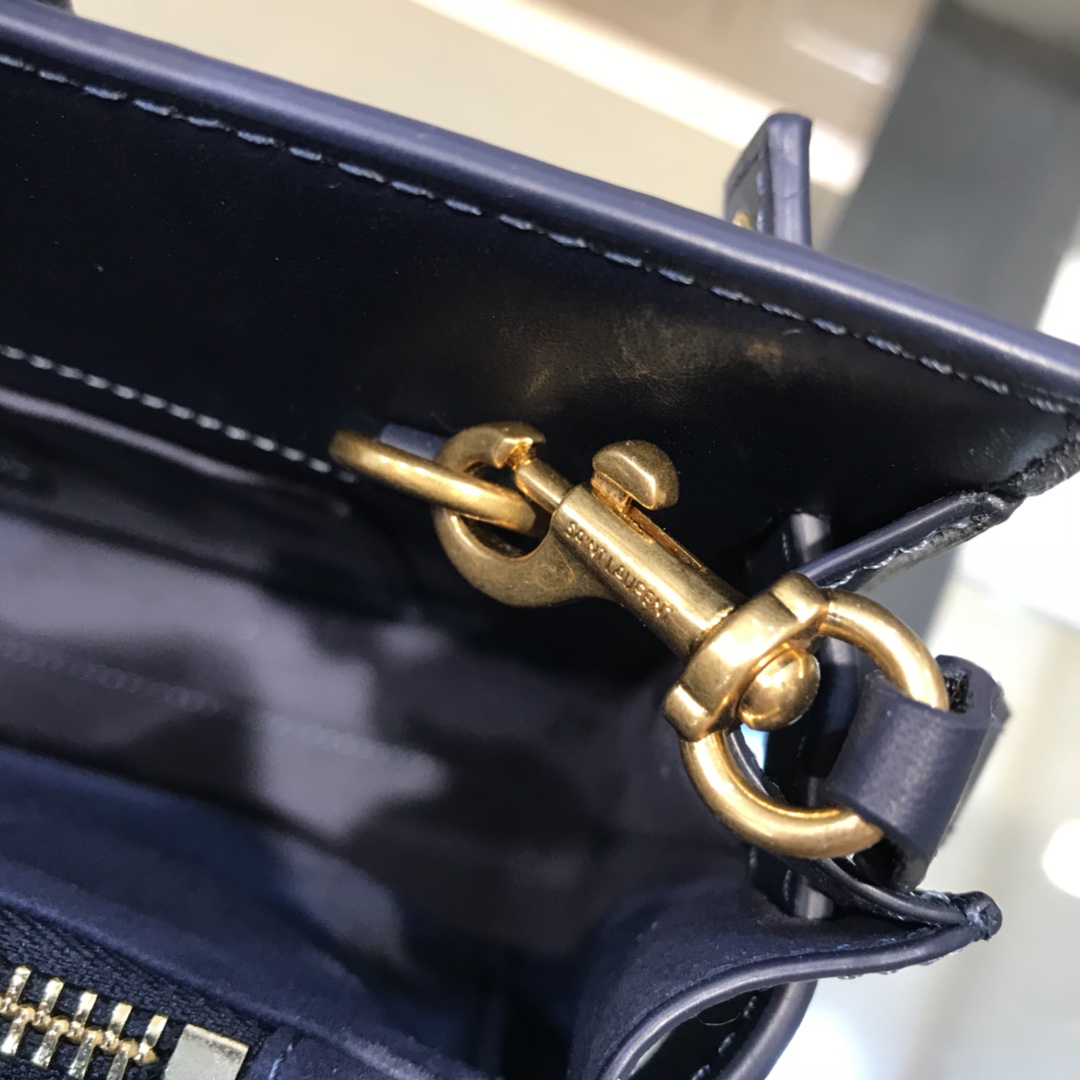 Saint Laurent Sac De Jour Baby Smooth Calfskin Handbag Shoulder Bag Navy Blue 421863 Gold